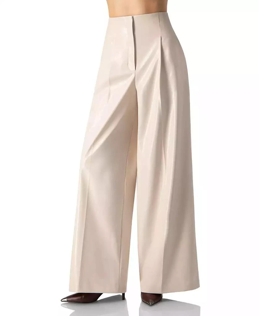 Ivonne Women
s Wide Leg Faux Leather Pants with Pockets