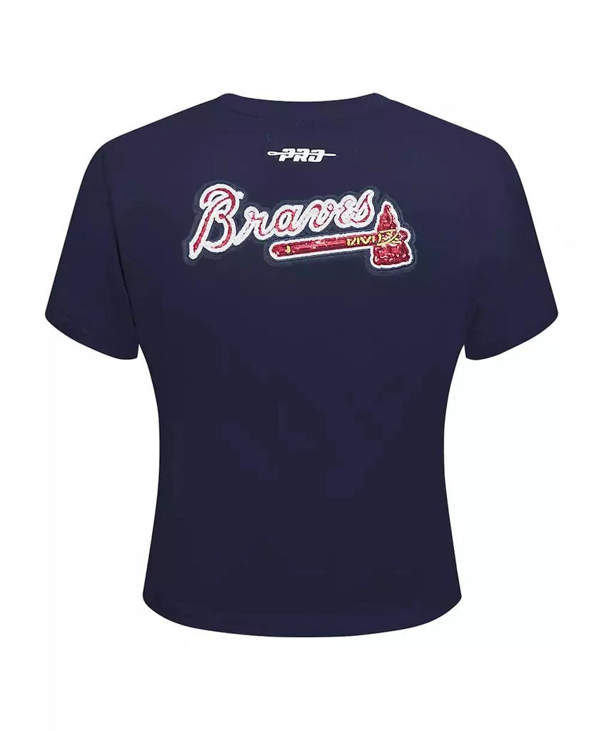 Pro Standard Women's Navy Atlanta Braves Game Day Classics Baby Doll Cropped T-Shirt 5