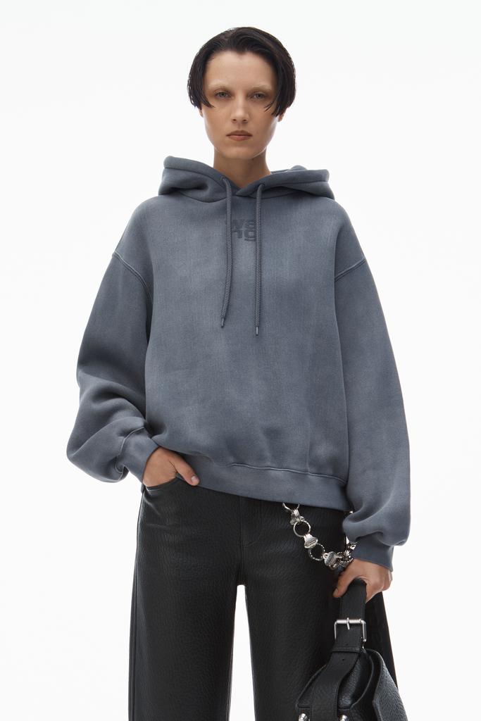 Alexander Wang puff logo hoodie in structured terry