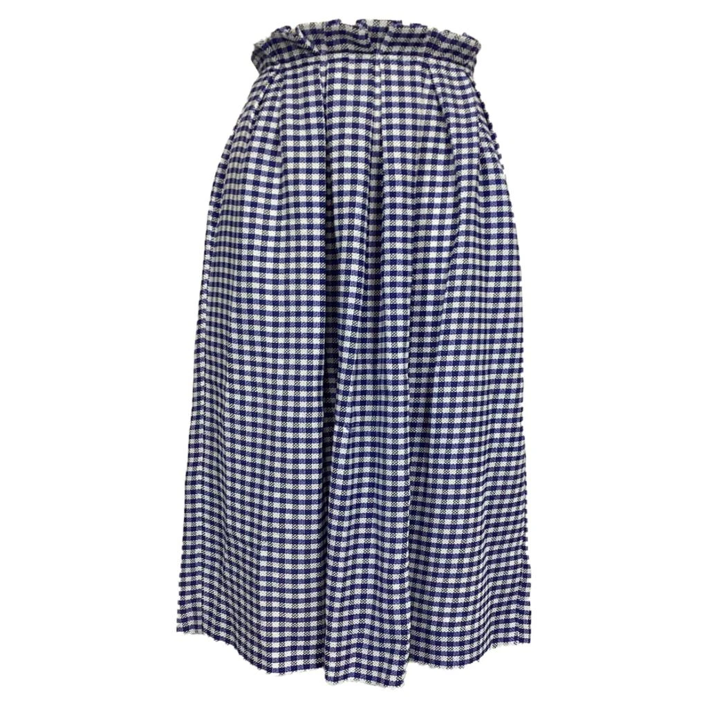 MOTHER OF PEARL Mother Of Pearl Checkered Midi High-Waisted Skirt in Blue Cotton Tweed 2
