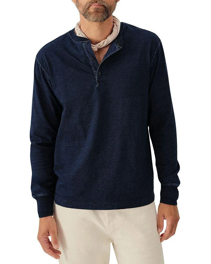 Buck Mason Yuma Cotton Blend Indigo Dipper Long Sleeve Henley 1