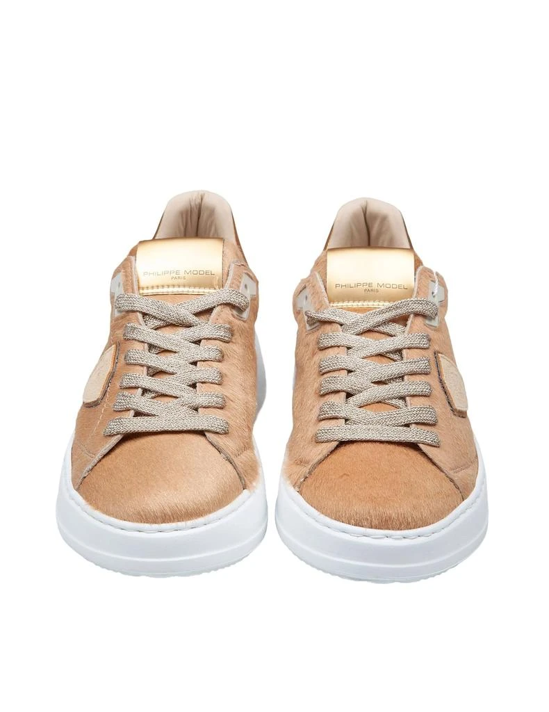 PHILIPPE MODEL Tres Temple Low In Gold Pony Suede 2