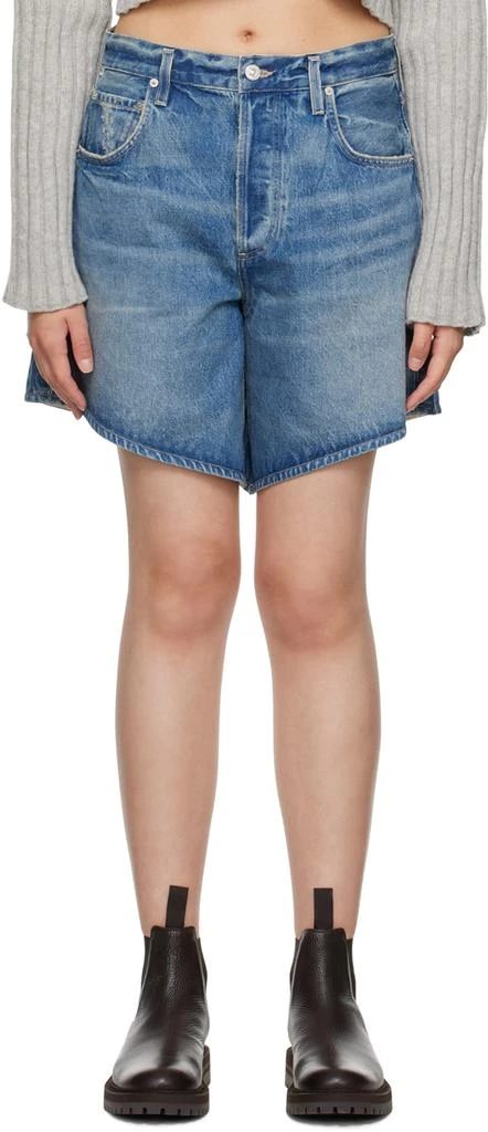 Citizens of Humanity Blue Gaucho Denim Shorts 1