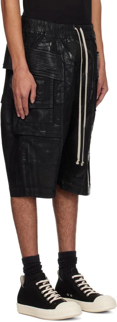 Rick Owens Black Hollywood Creatch Cargo Pods Denim Shorts 2