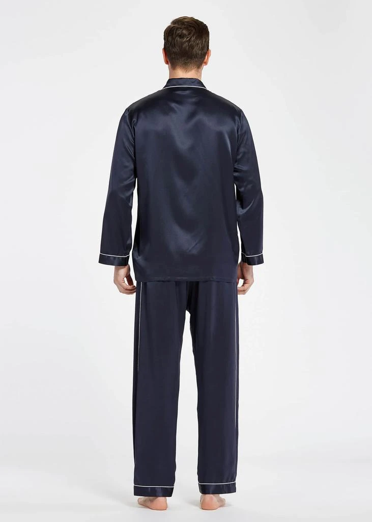LILYSILK Men's 22 Momme Unique Silk Pajamas Set with Double Row Pipping 4