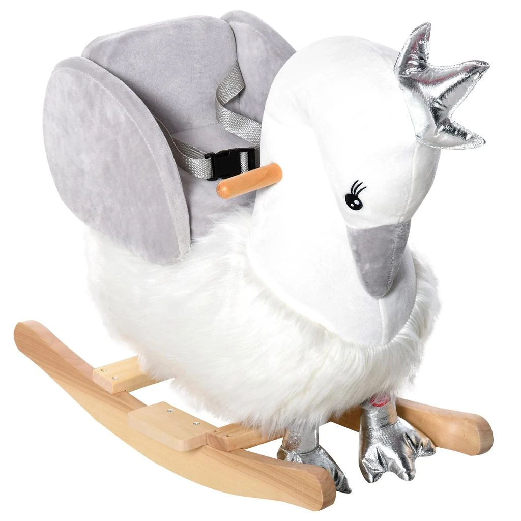 BreeBe Plush Swan Ride-On Rocker with Safety Belt