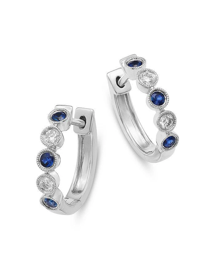Bloomingdale
s Fine Collection Blue Sapphire 
Diamond Huggie Hoop Earrings in 14K White Gold