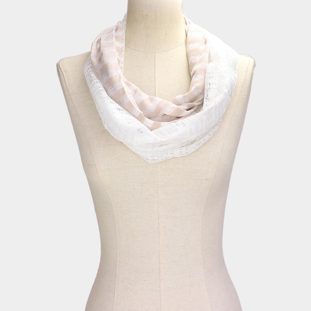 FASHNZFAB Striped Lace Infinity Scarf