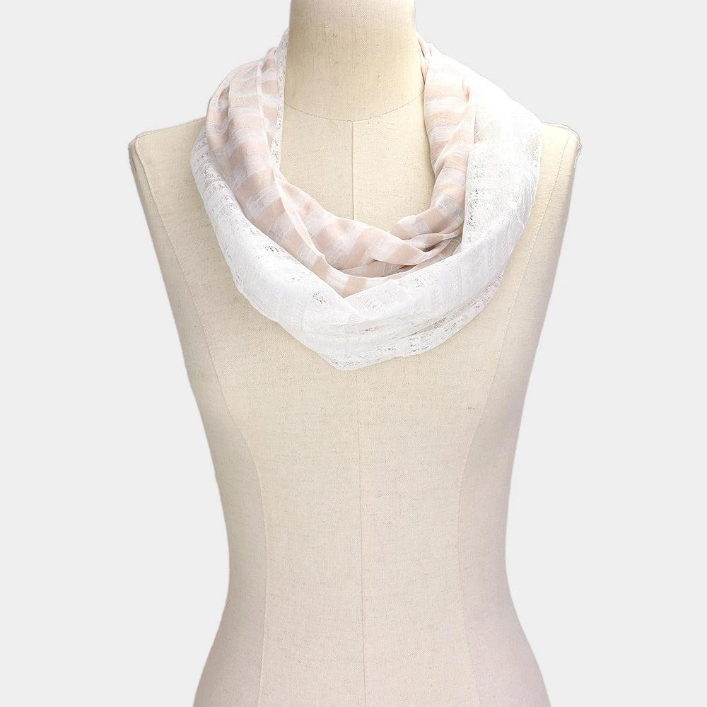 FASHNZFAB Striped Lace Infinity Scarf 1
