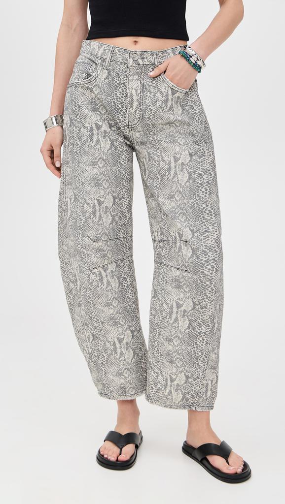 Free People Good Luck Printed Barrel Jeans