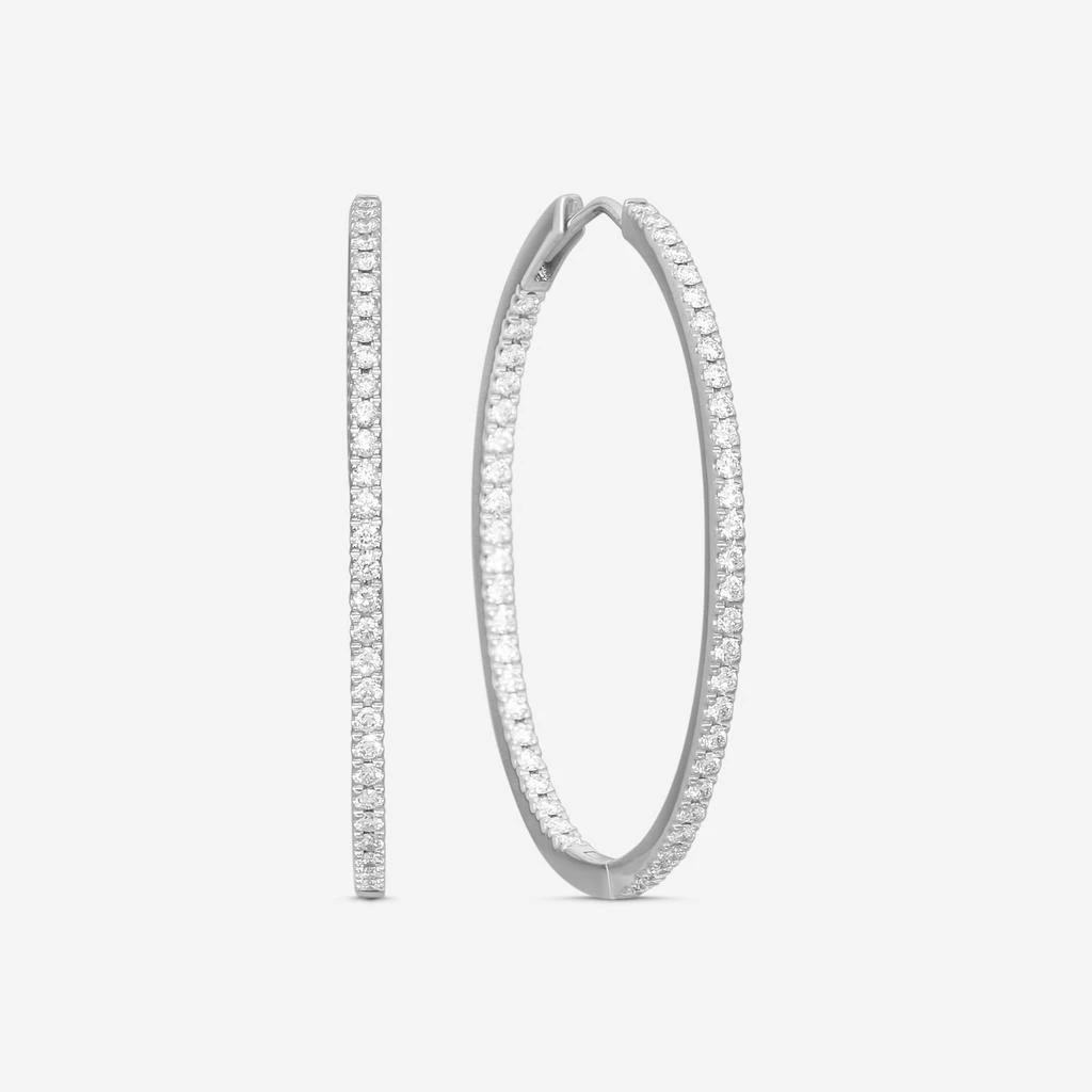 Mémoire Mémoire 18K White Gold Diamond Hoop Earrings MOHE-0150AW 2