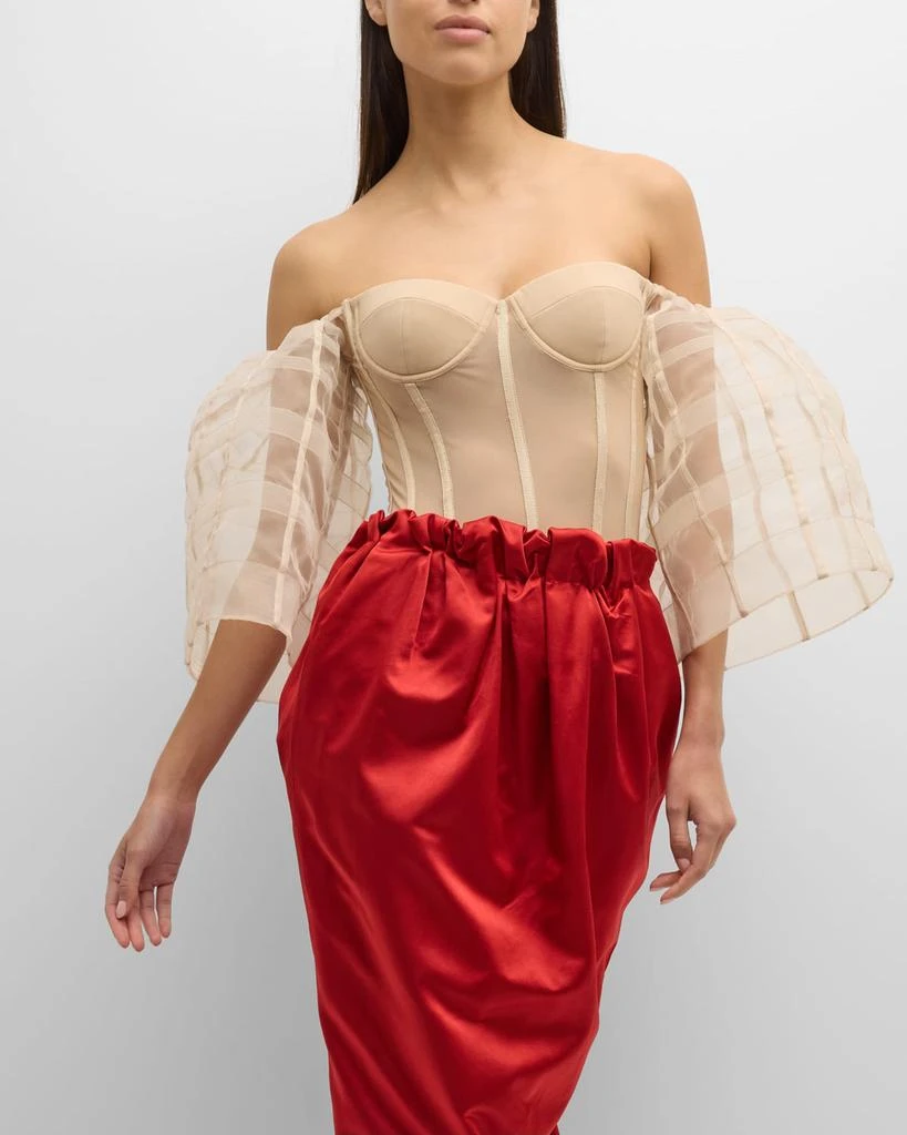 Hellessy Emma Off-The-Shoulder Corset Silk Duchess Maxi Dress 7