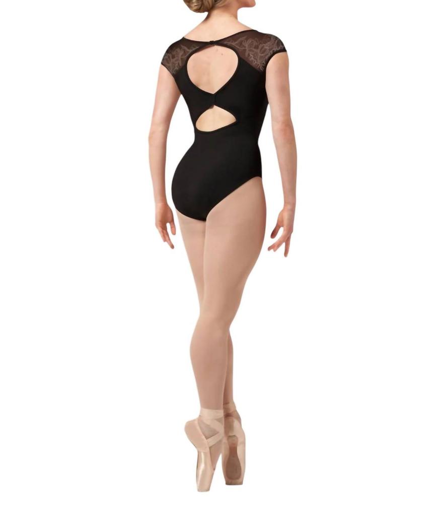 Bloch Emma Lace Print Cap Sleeve Leotard In Black