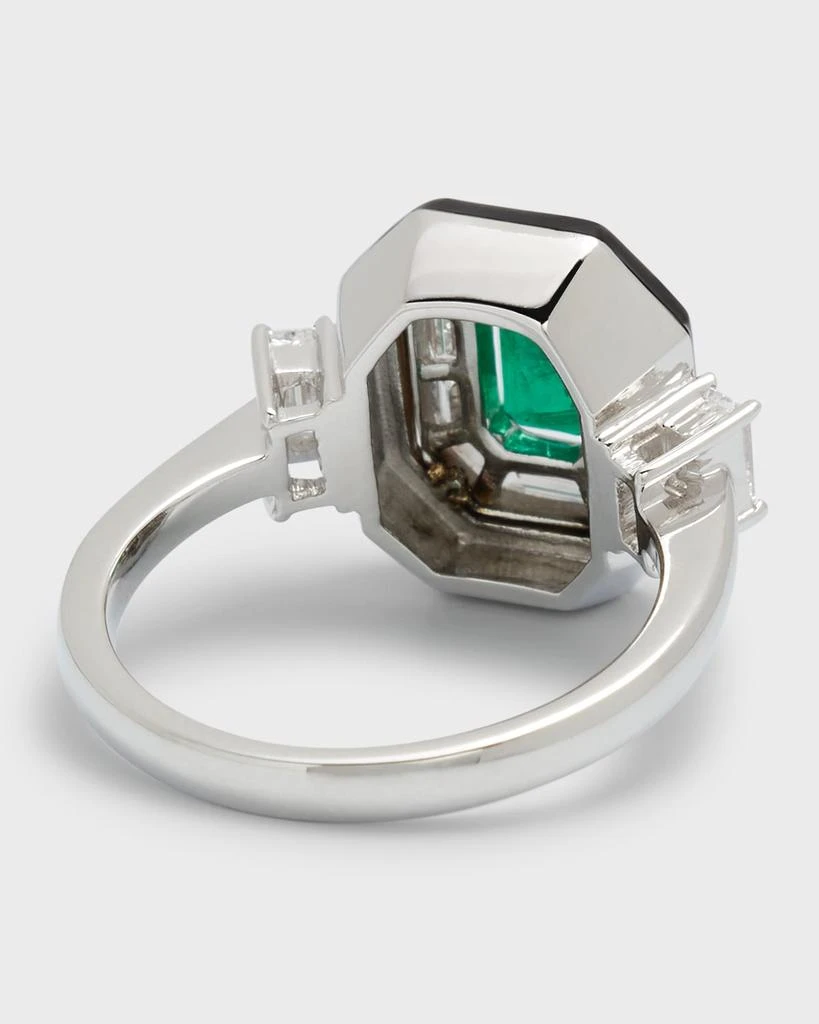 Nikos Koulis Oui 18k White Gold Black Enamel, Emerald and Diamond Ring 4