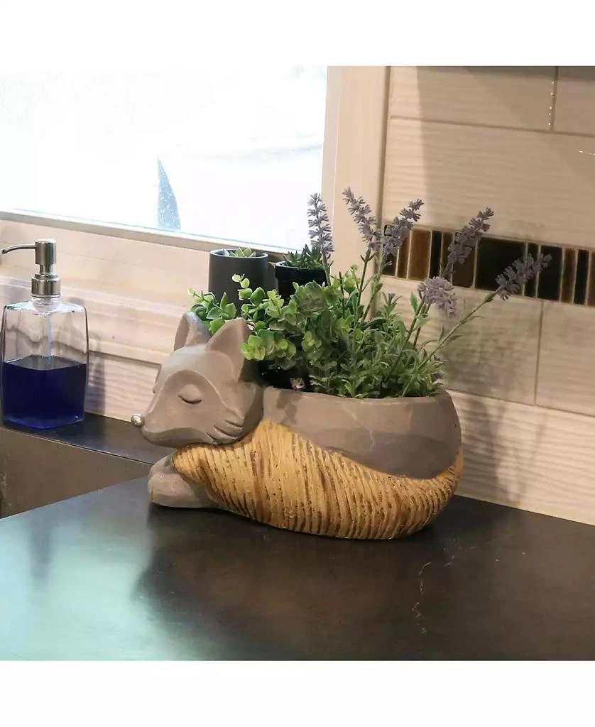 Sunnydaze Decor Finley the Fox Planter Statue - Indoor/Indoor Decorative Figurine - 12" 6