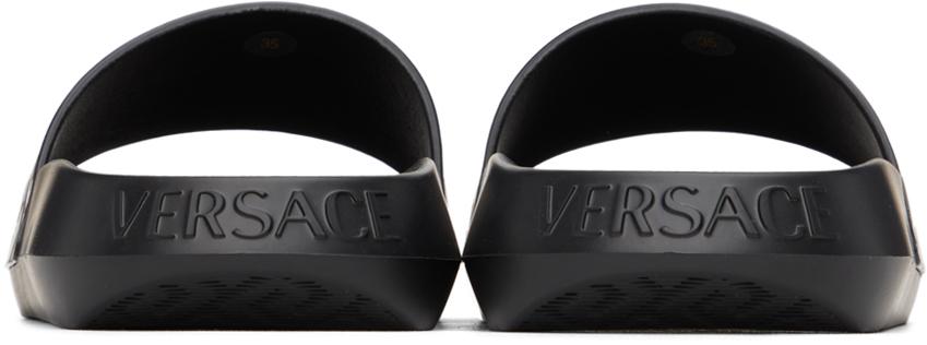 Versace Black Allover Slides