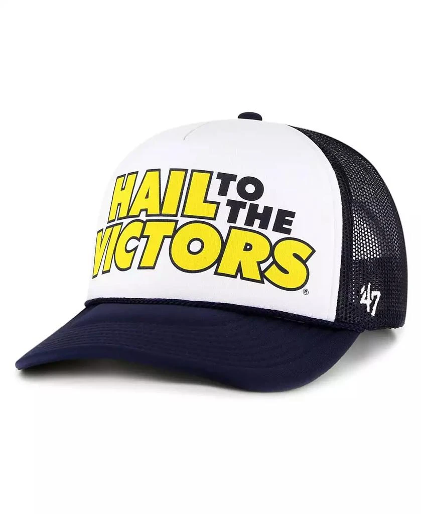 47 Brand Men's White, Navy Michigan Wolverines Article Foam Front Trucker Hat 1