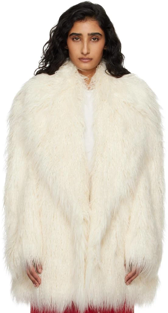 The Frankie Shop Off-White Liza Short Faux Fur Coat