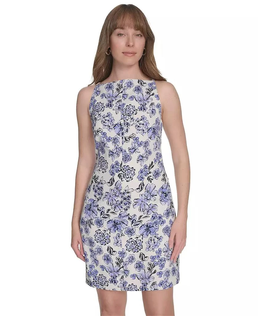 Shop Petite Printed Hopsack Sleeveless Dress on Sale at