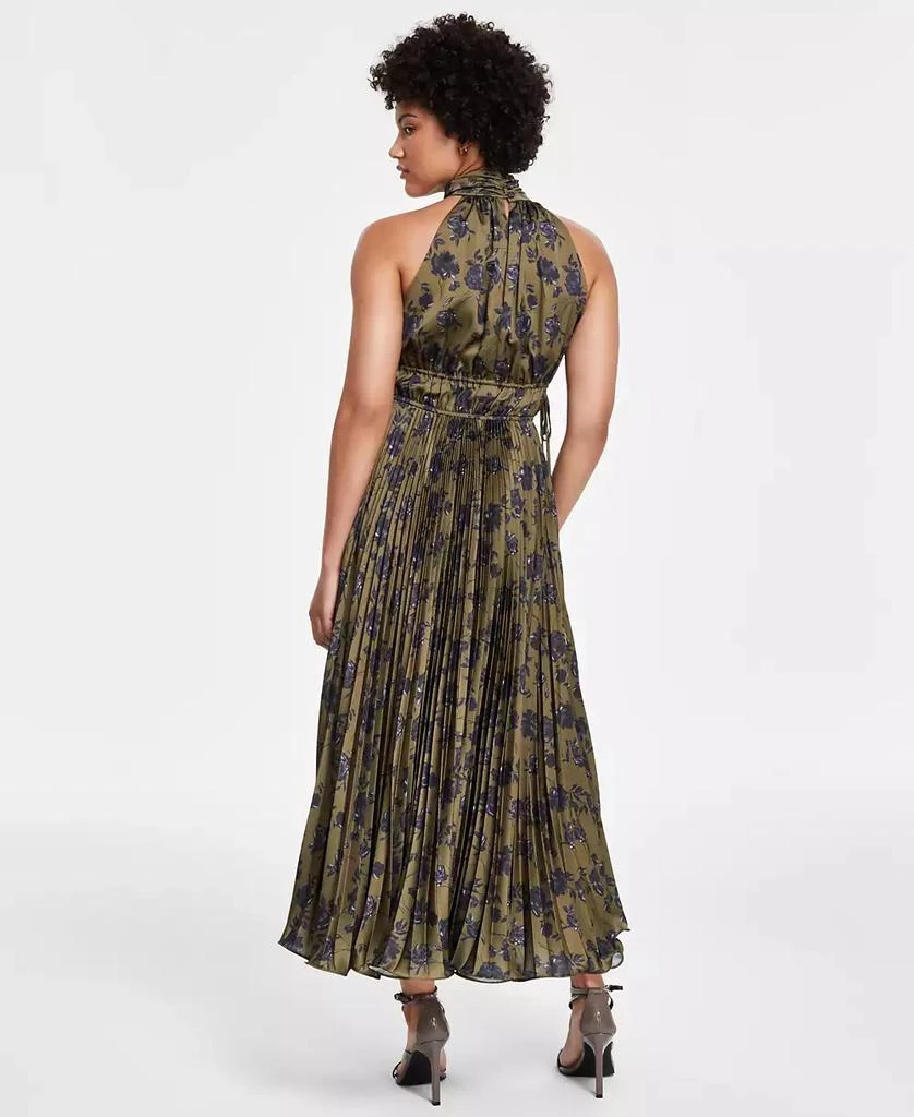 Taylor Women's Floral Print Pleated Halter Maxi Dress 2