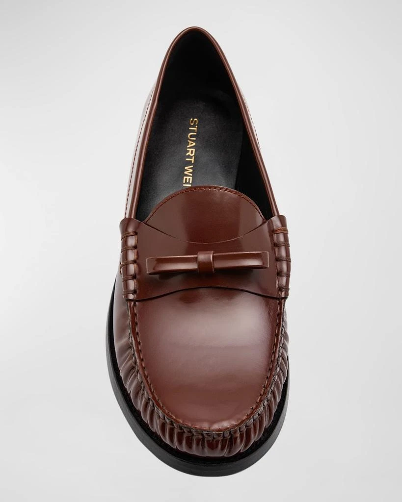 Stuart Weitzman Lottie Leather Bow Loafers 6