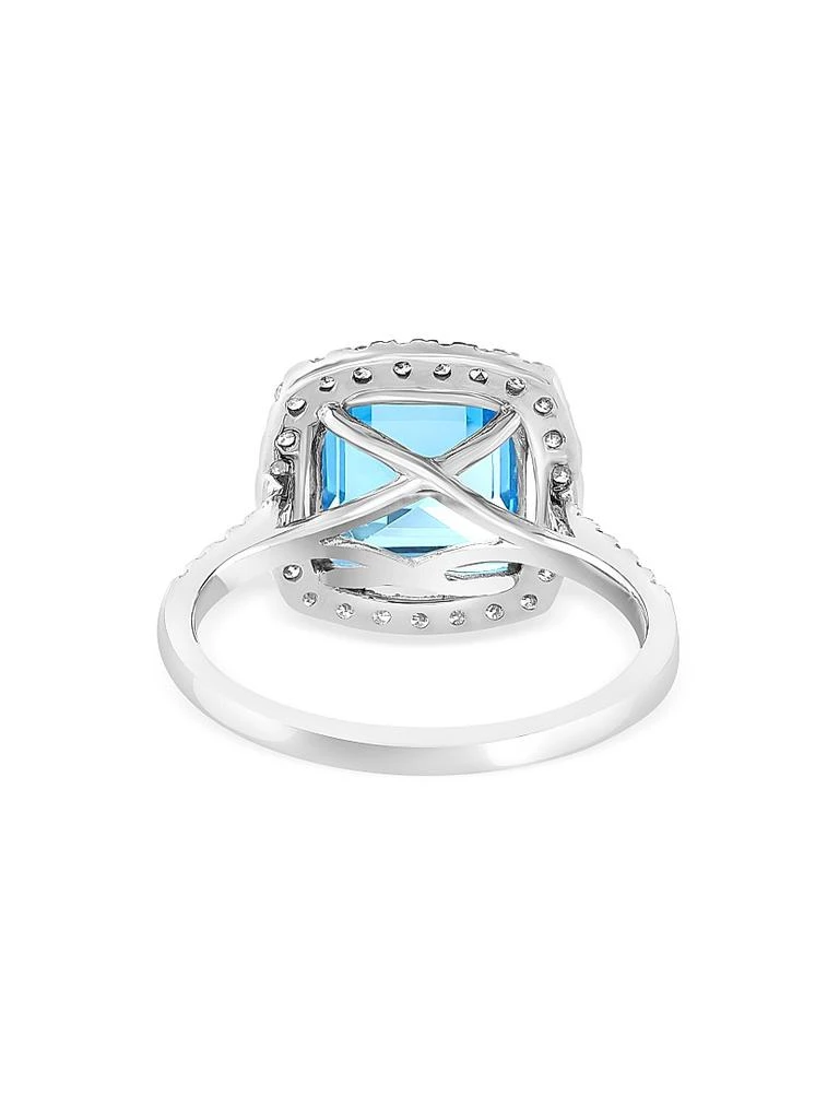 Saks Fifth Avenue Collection 14K White Gold, Blue Topaz 
0.45 TCW Diamond Halo Ring 4