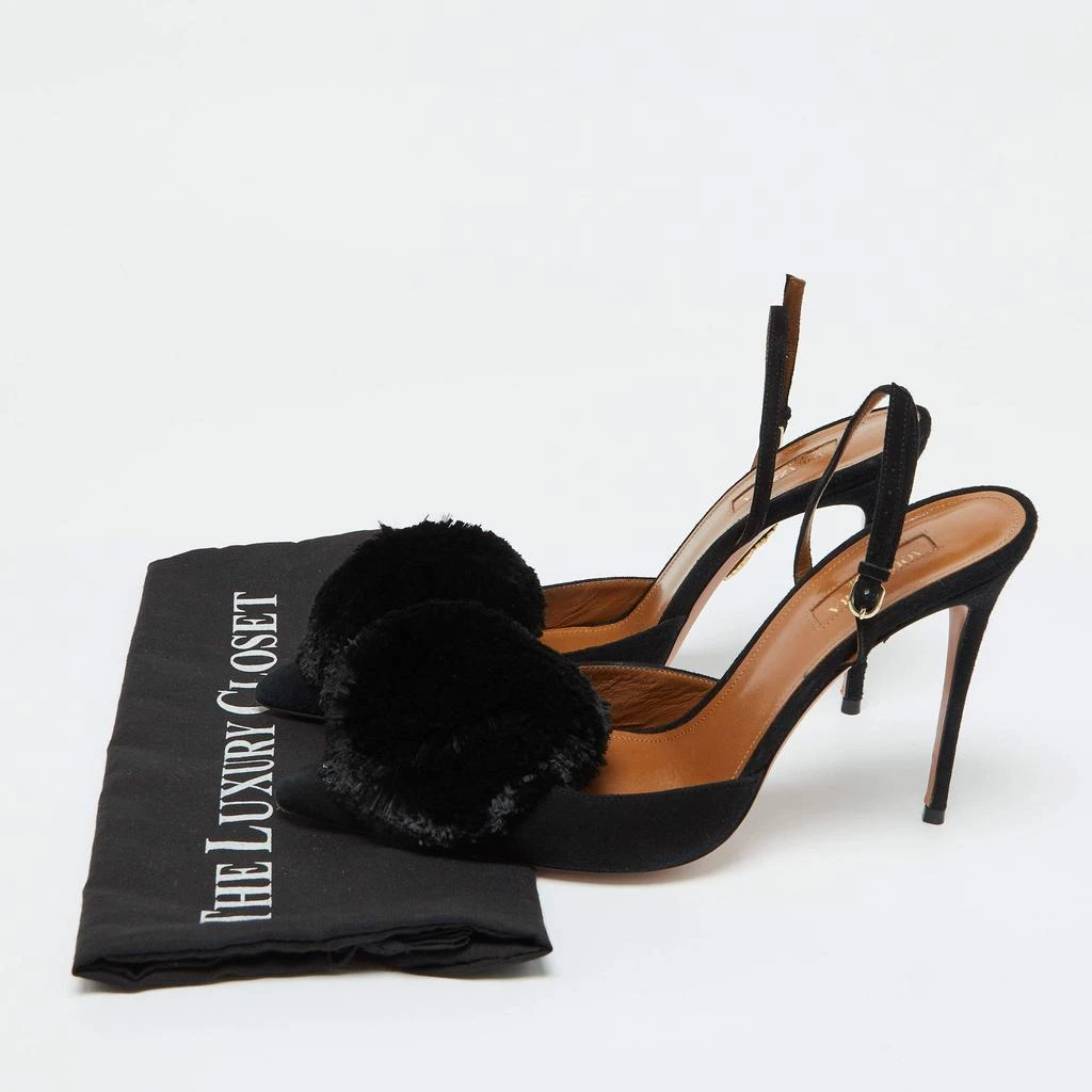 Aquazzura Aquazzura Black Suede Powder Puff Pointed Toe Slingback Sandals Size 40 9