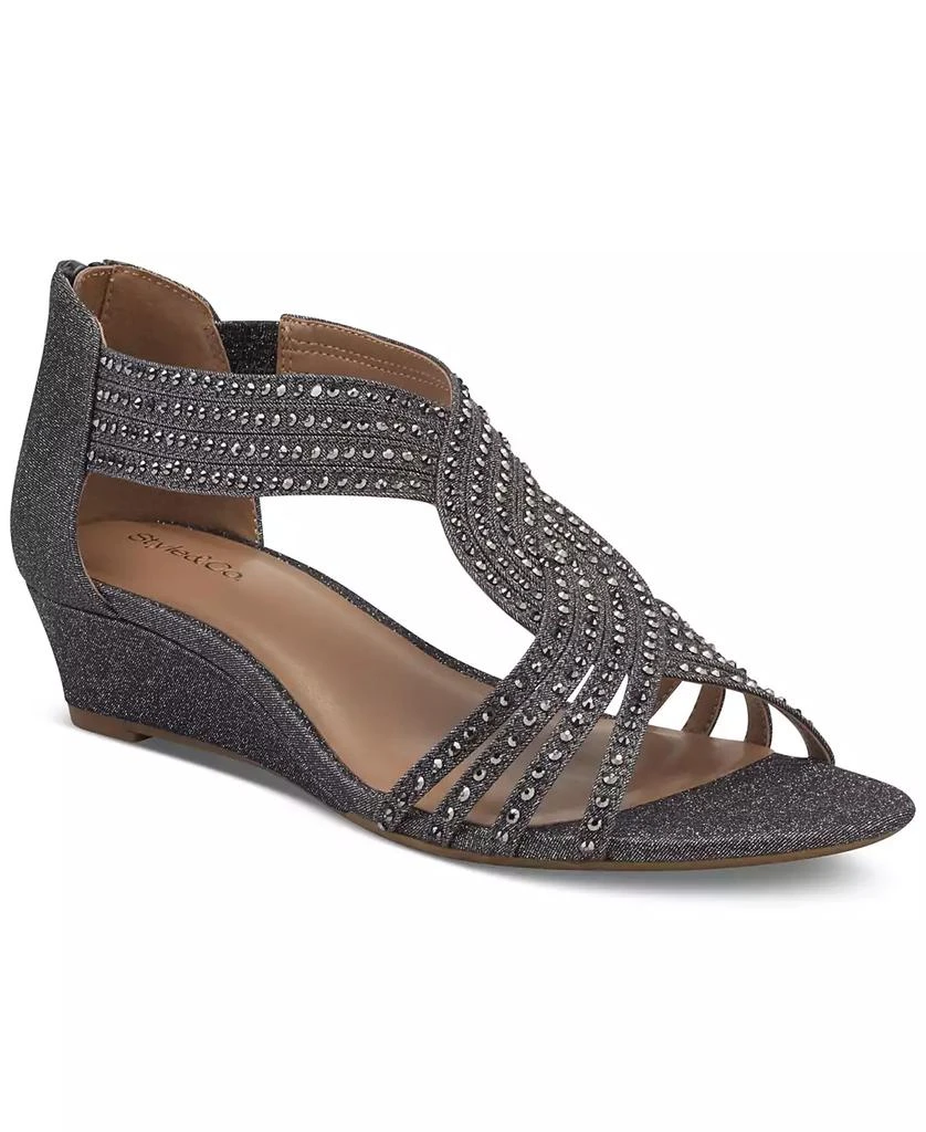 Style & Co Women's Ginifur Embellished Strappy Wedge Sandals, Created for Macy's 1