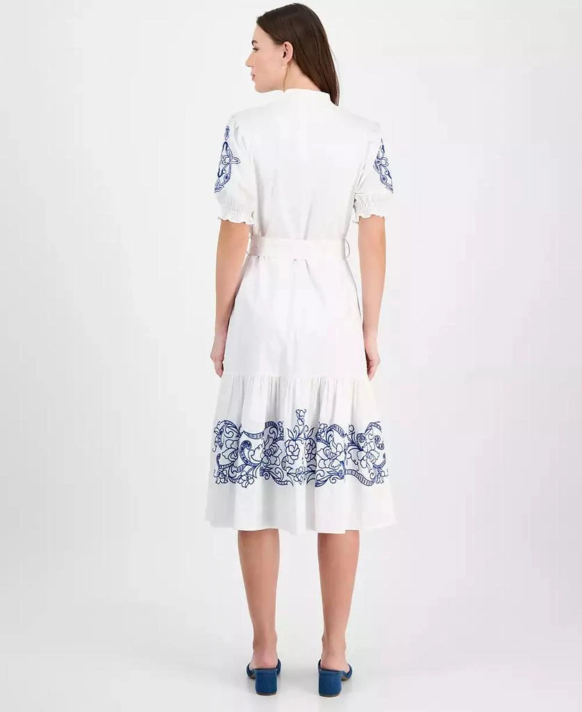 Tahari Women's Cotton Embroidered Fit & Flare Dress 5