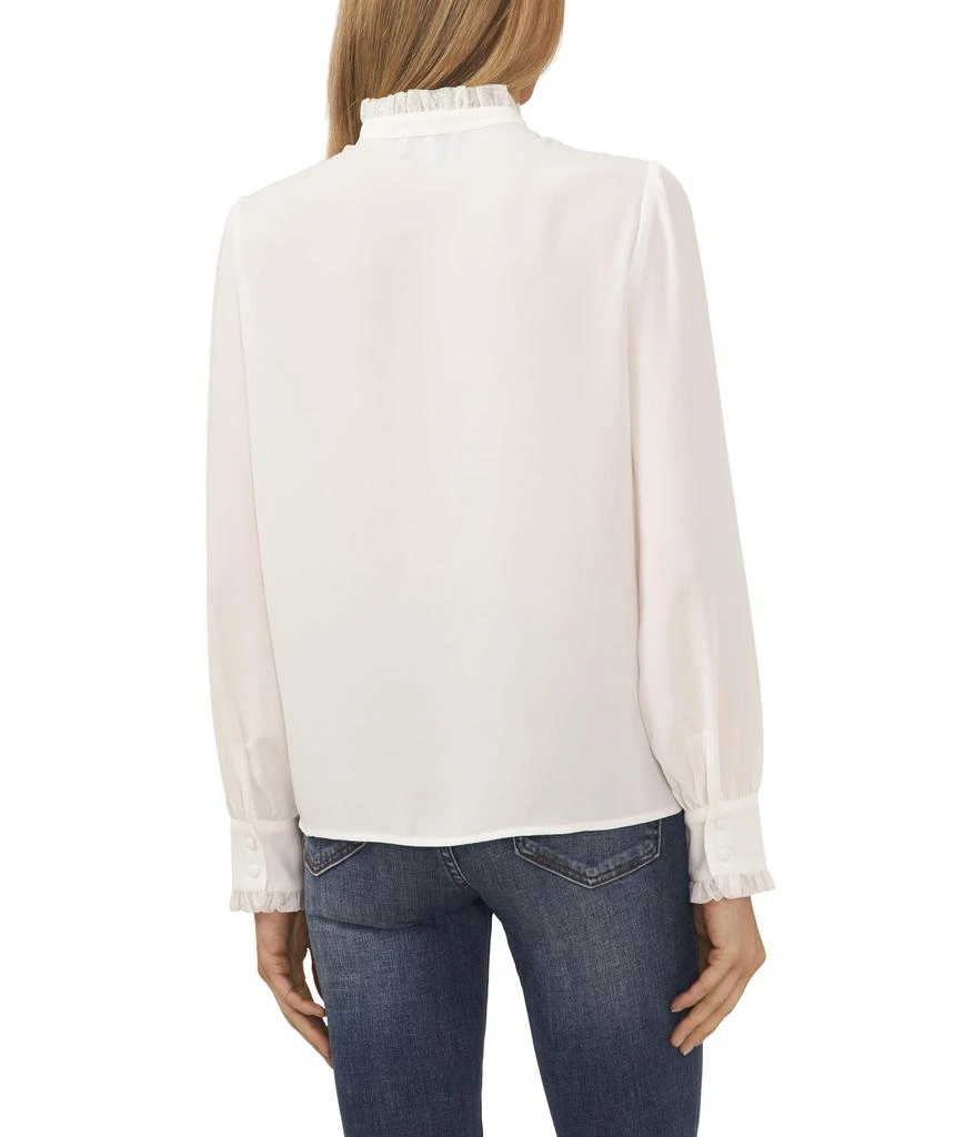 CeCe Long Sleeve Lace V-Yoke Button-Down Blouse 2