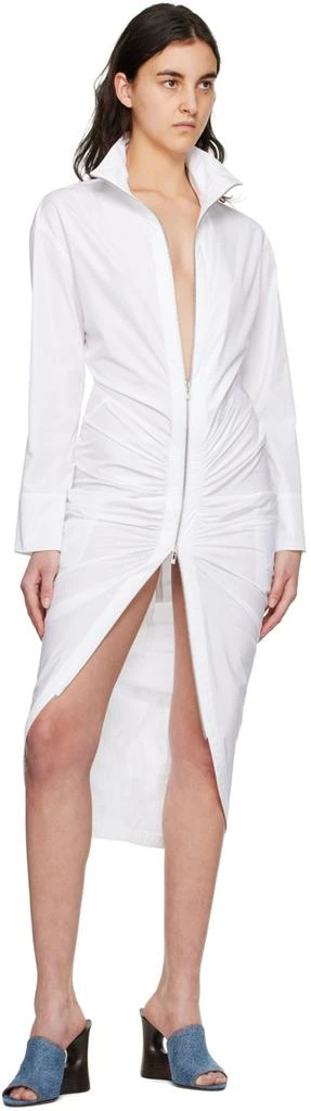 Alaïa White Gathered Midi Dress 4
