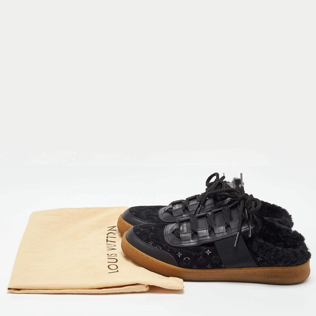 Louis Vuitton Louis Vuitton Black Monogram Suede and Fur Lous Mule Sneakers Size 39 9