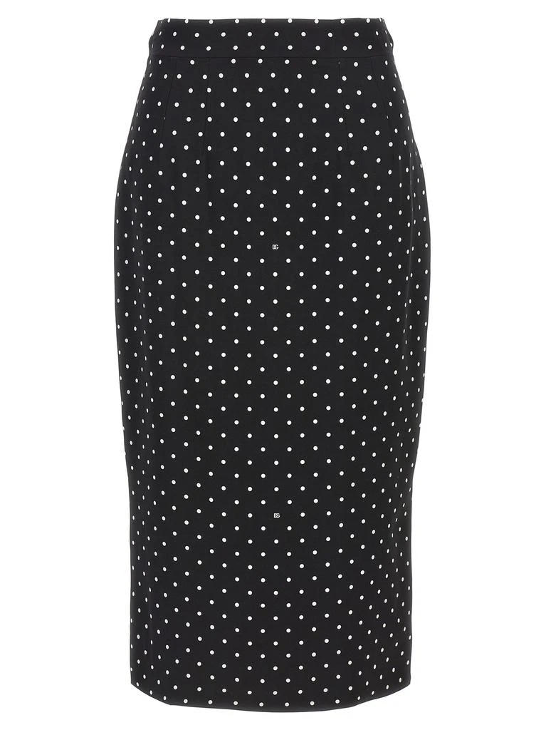 Dolce & Gabbana Dolce & Gabbana Polka-Dot Printed Charmeuse Calf-Length Pencil Skirt 1