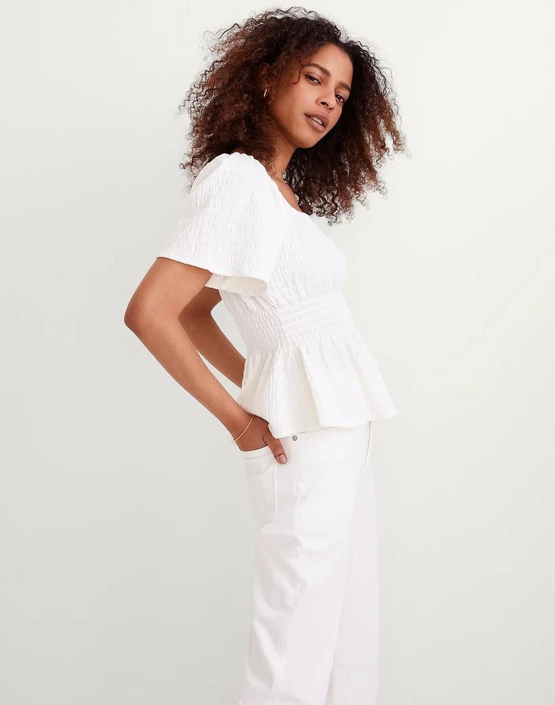 Madewell Crinkle-Knit Square-Neck Smocked Top 2