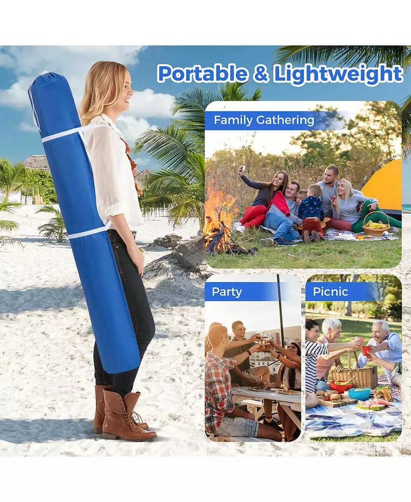 Costway UPF 50+ Beach Tent 6.6ft x 6.6ft Beach Cabana with Folding Table, 5 Sandbags 4