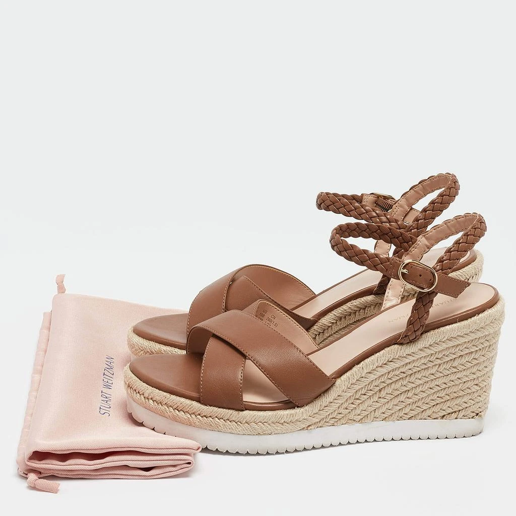 Stuart Weitzman Stuart Weitzman Brown Leather Mykonos Wedge Espadrille Sandals Size 40.5 9