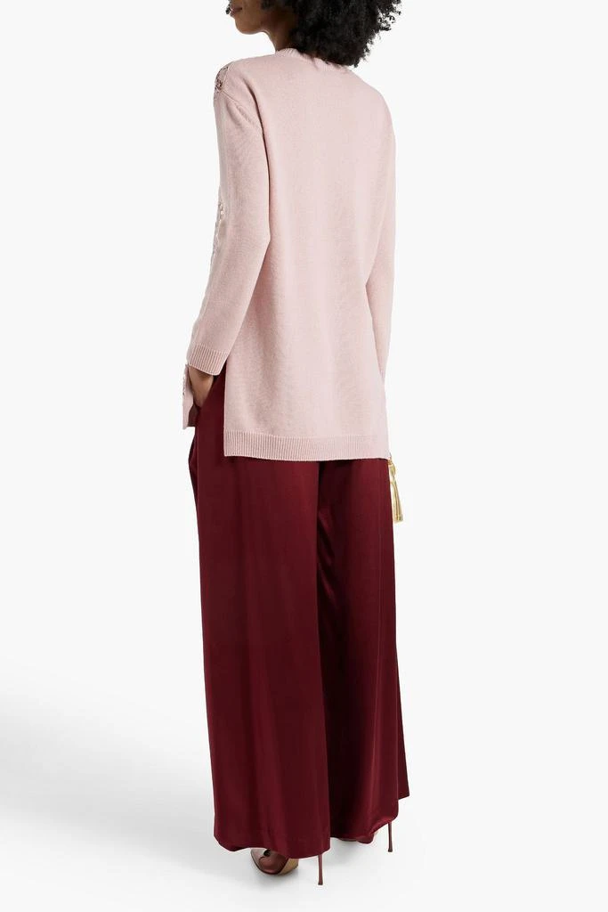 Valentino Corded lace-paneled wool and cashmere-blend sweater 3