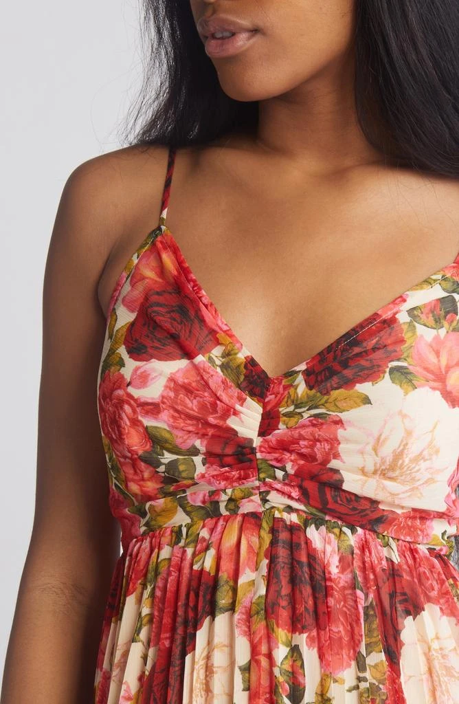 Moon River Floral Print Smocked Back Sundress 4