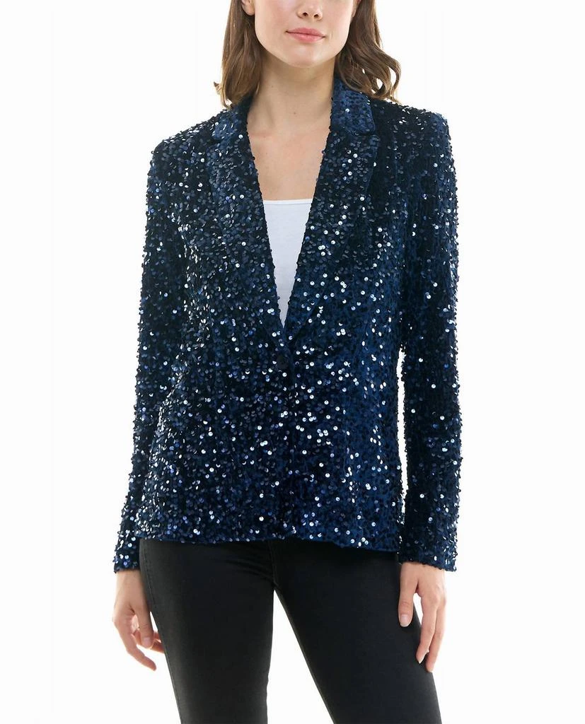 Nicole Miller Dani Velvet Sequin Jacket In Navy 1
