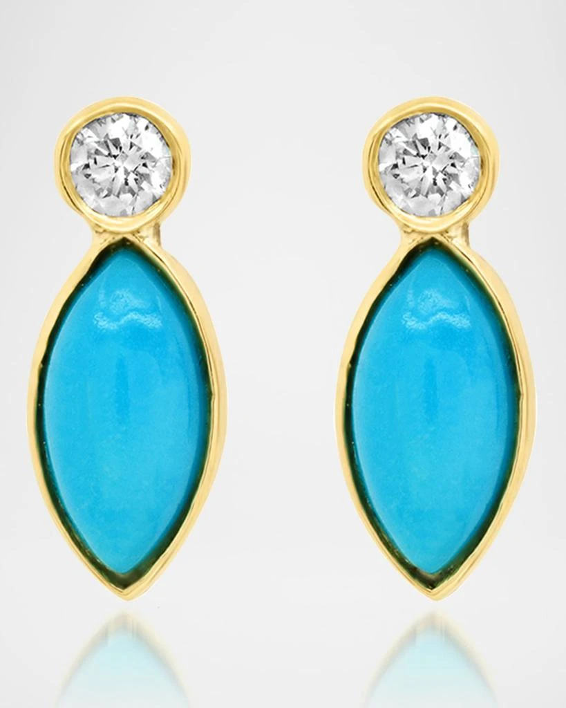 Jennifer Meyer 18k Gold Turquoise Diamond Drop Earrings