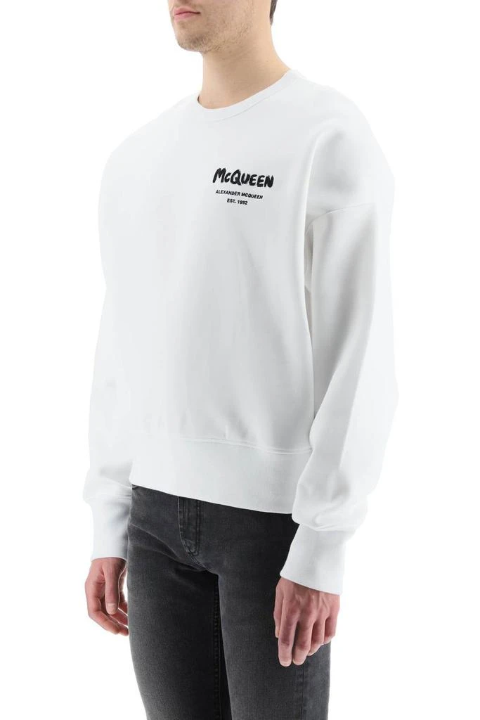 Alexander McQueen Alexander McQueen Grafitti Logo Printed Crewneck Sweatshirt 5