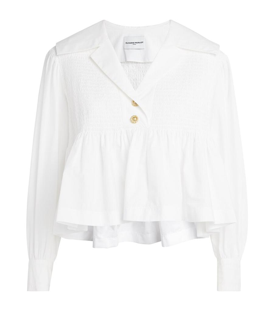 Claudie Pierlot Cotton Smocked Blouse