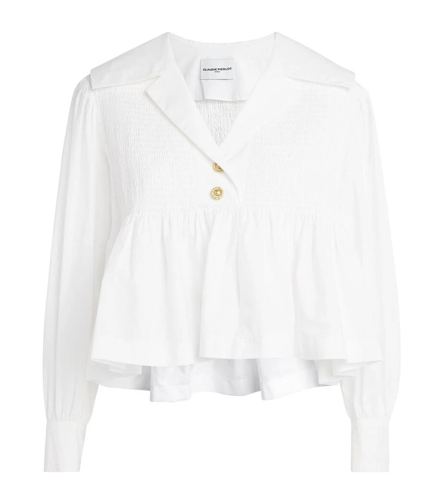 Claudie Pierlot Cotton Smocked Blouse 1