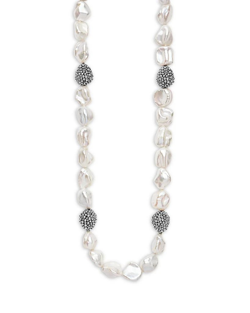 LAGOS Sterling Silver Luna Keshi Pearl & Caviar Bead Collar Necklace, 18" 1