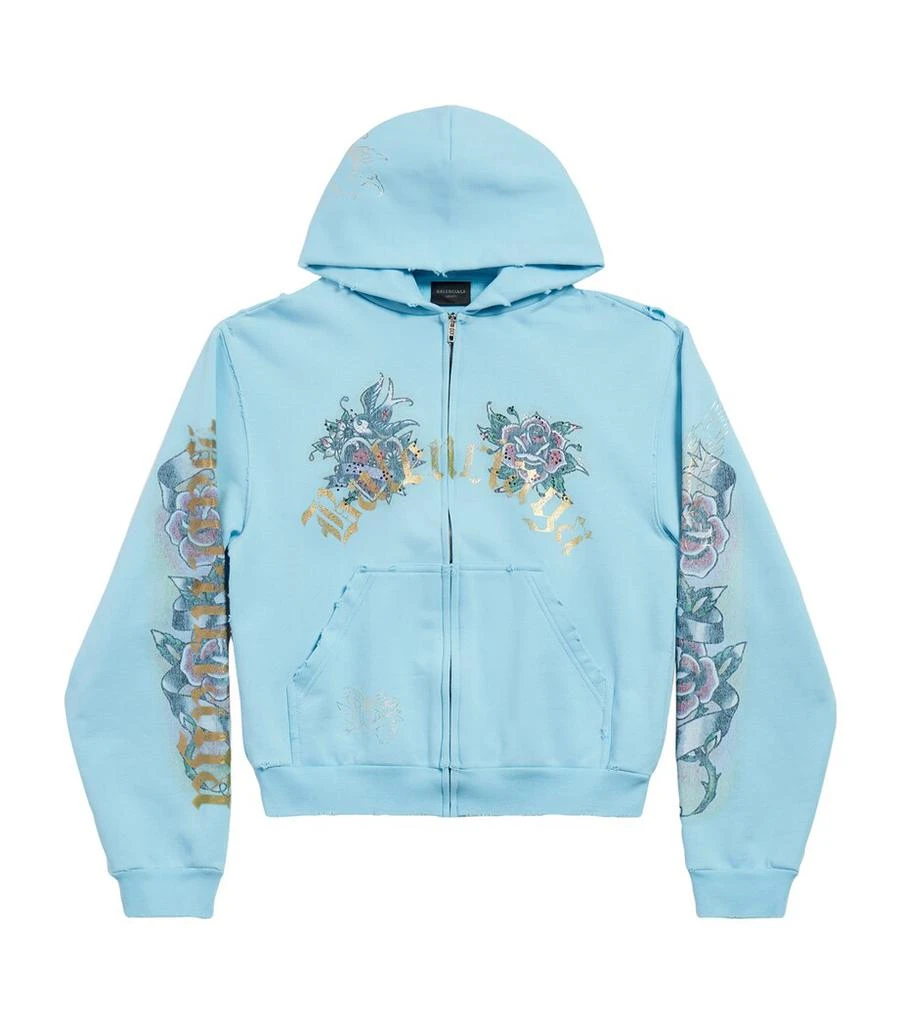 Balenciaga Cotton Tacky Tattoo Zip-Up Hoodie 1