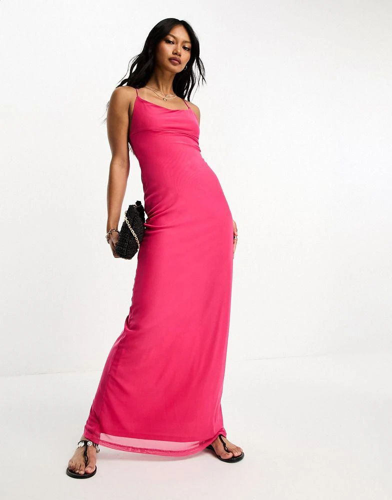 ASOS DESIGN square neck strappy maxi dress in bright pink  On Sale Now  with Up to 70% Off | Discover Exclusive Deals & Savings at BeyondStyle   Authentic ASOS Home||Women||New In||ASOS