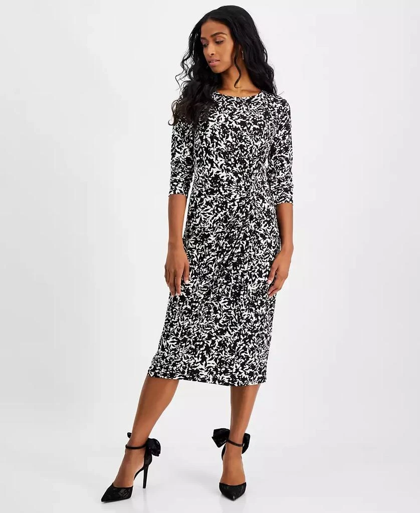INC International Petite Printed 3/4-Sleeve Midi Dress, Created for Macy's 1