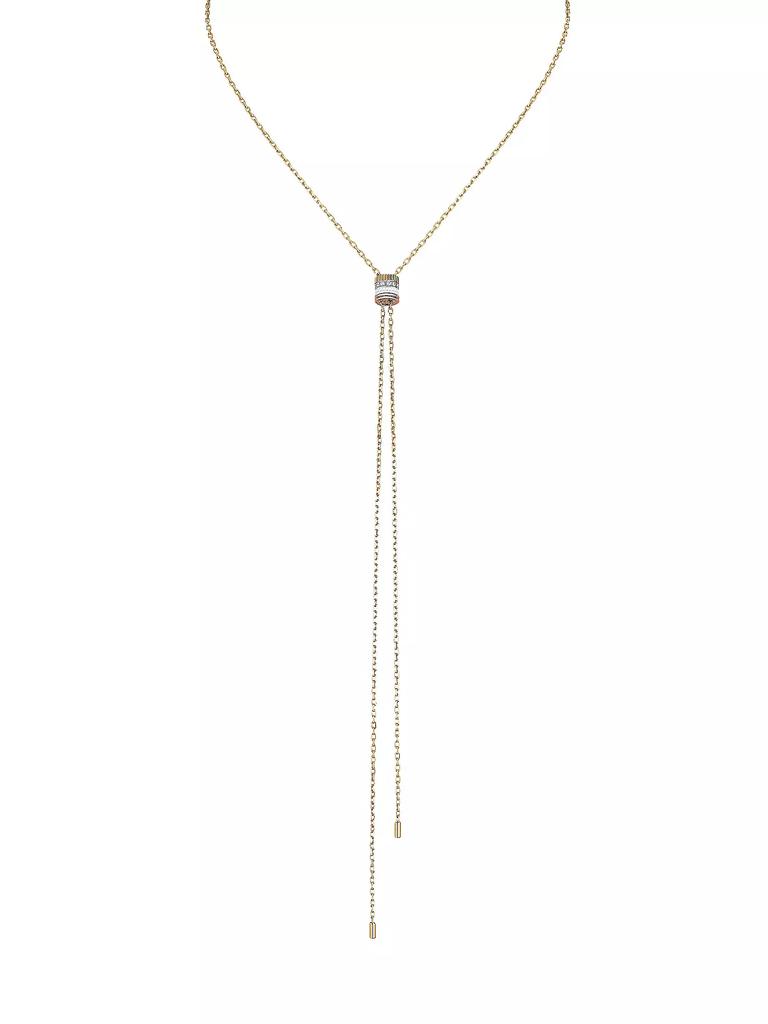 Boucheron Quatre Classique White Edition 18K Tri-Tone Gold, White Ceramic & Diamond Pendant Mini Bolo Necklace