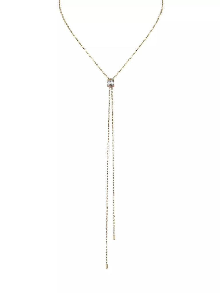 Boucheron Quatre Classique White Edition 18K Tri-Tone Gold, White Ceramic & Diamond Pendant Mini Bolo Necklace 1