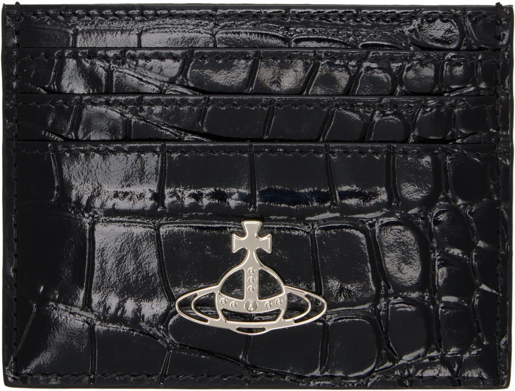 ★Vivienne Westwood★ Half Moon Flat Card Holder Black 54030 Vivienne Westwood: Black Half Moon Flat Card Holder | SSENSE